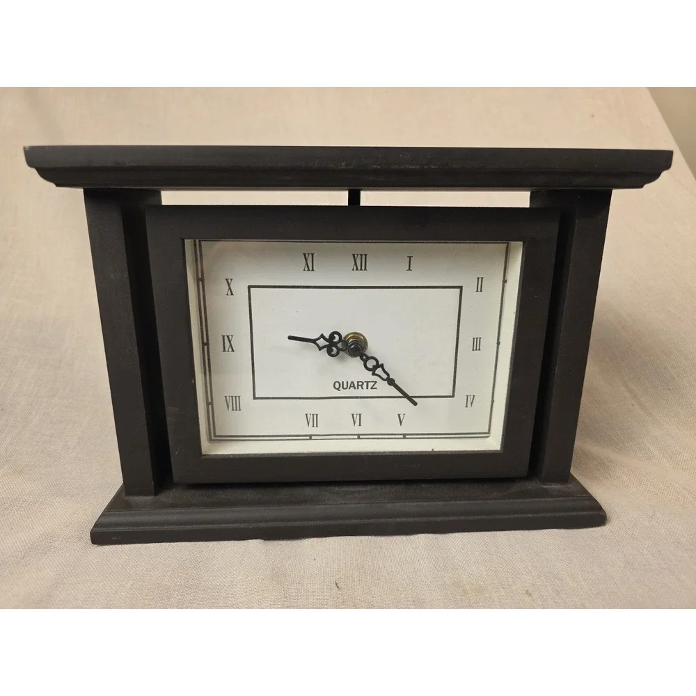 Modern Black Mantle Clock - Sleek Minimalist Decor, Quartz Desk Timepiece,...